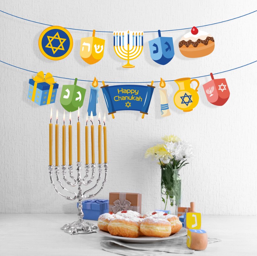 Happy Hanukkah Banner Wall Decoration by HitMyNeed