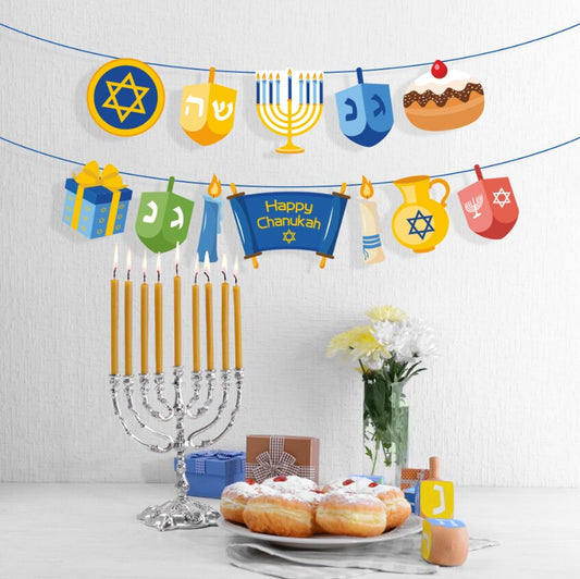 Happy Hanukkah Banner Wall Decoration by HitMyNeed