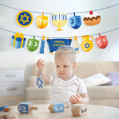 Happy Hanukkah Banner Wall Decoration by HitMyNeed