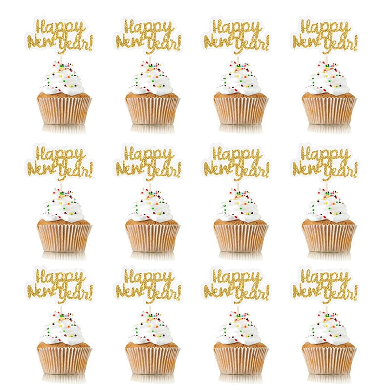 Happy New Year Cupcake Toppers Set (12pcs) by HitMyNeed