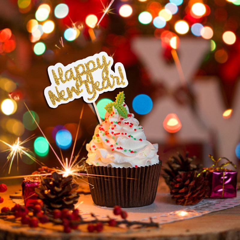Happy New Year Cupcake Toppers Set (12pcs) by HitMyNeed