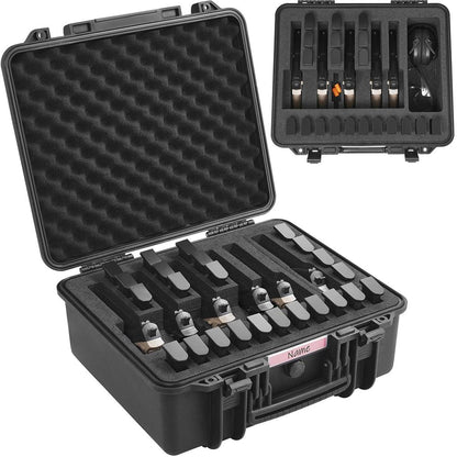 Hard Lockable Pistol Case with Pre-Cut Foam 14-1x11-5x7-6in-foam by HitMyNeed