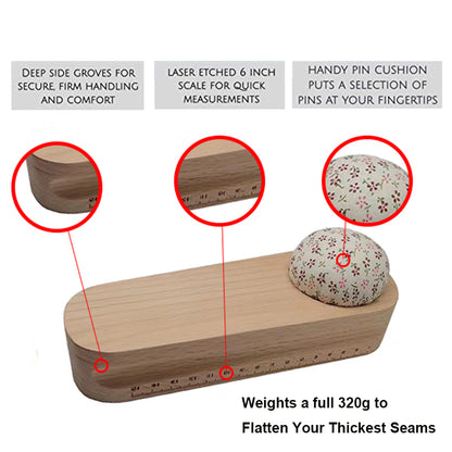 Hardwood Tailor's Clapper with Scale & Pin Cushion by HitMyNeed