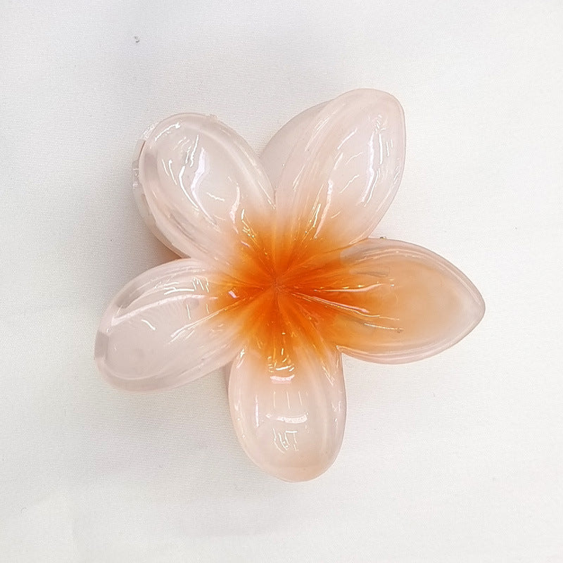 Hawaiian Flower Acetate Hair Claw Clip orange by HitMyNeed