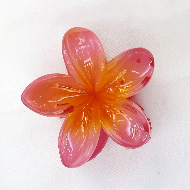 Hawaiian Flower Acetate Hair Claw Clip red by HitMyNeed