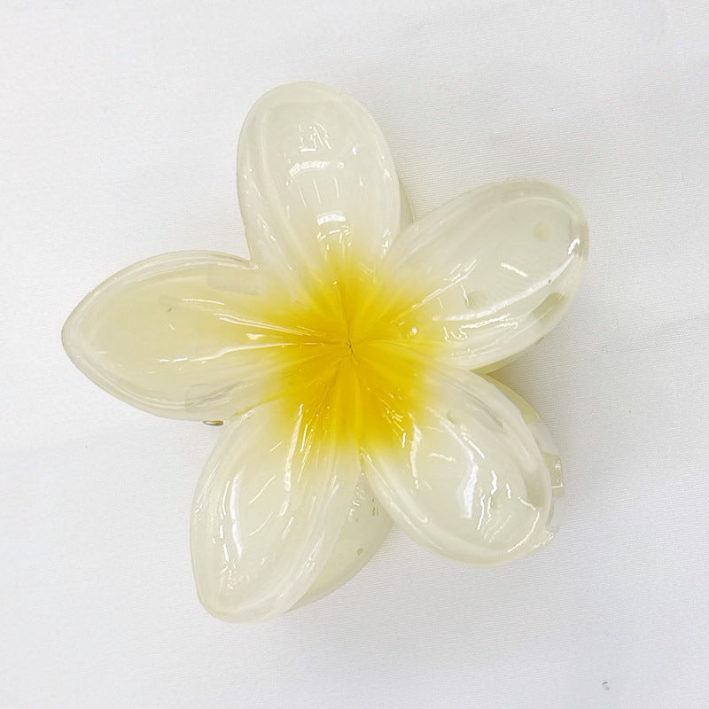 Hawaiian Flower Acetate Hair Claw Clip yellow by HitMyNeed