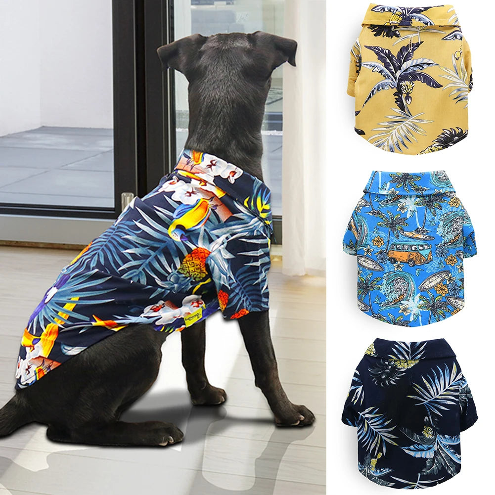 Hawaiian Leaf Pet Beach Shirt for Dogs & Cats by HitMyNeed