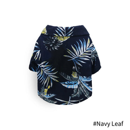Hawaiian Leaf Pet Beach Shirt for Dogs & Cats navy-leaf s by HitMyNeed