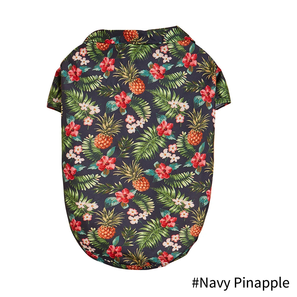 Hawaiian Leaf Pet Beach Shirt for Dogs & Cats navy-pinapple s by HitMyNeed