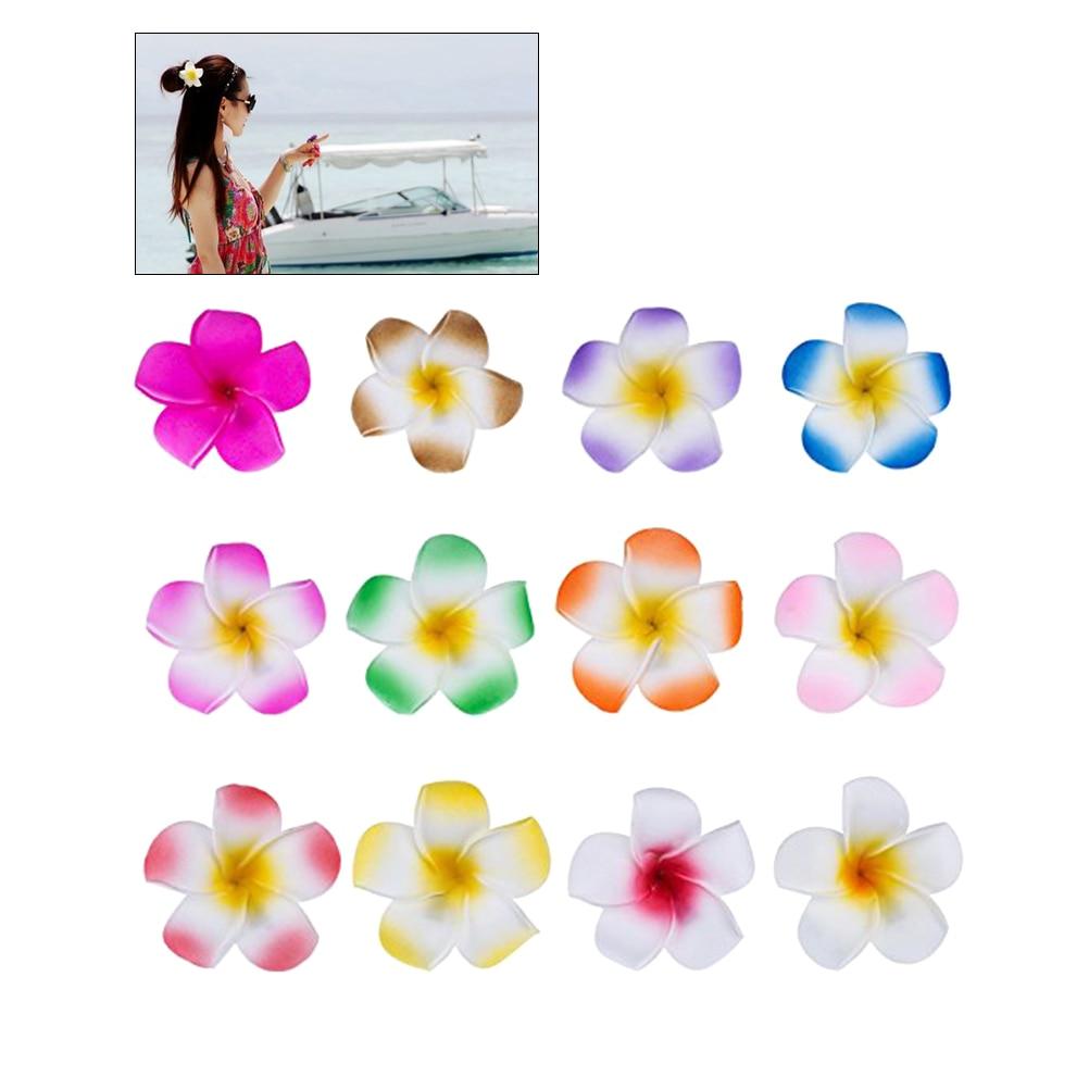Hawaiian Plumeria Flower Hair Clips, 24 Pack by HitMyNeed