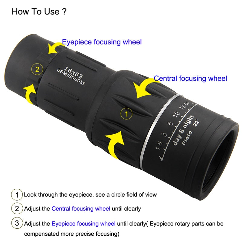 HD Monocular Telescope with Smartphone Adapter & Tripod (Low-Light Vision) by HitMyNeed
