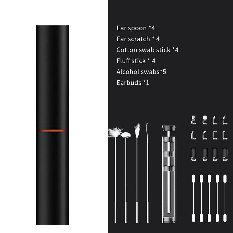 HD WiFi Ear Cleaning Otoscope with Camera black by HitMyNeed