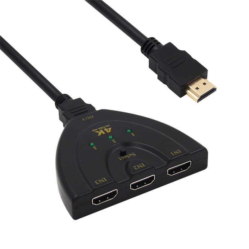 HDMI 3-Port Switch Splitter 4K with Manual Selector by HitMyNeed