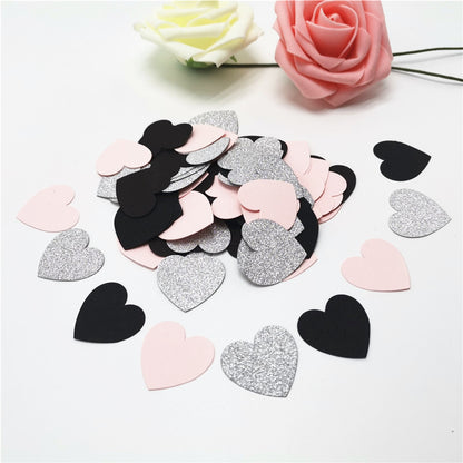 Heart Confetti Party Decor, Cardstock, 100 Pcs las06-black-pink-mix by HitMyNeed