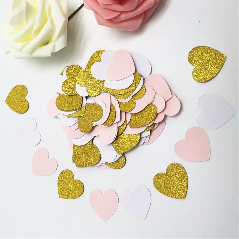 Heart Confetti Party Decor, Cardstock, 100 Pcs las07-pink-gold-mix by HitMyNeed