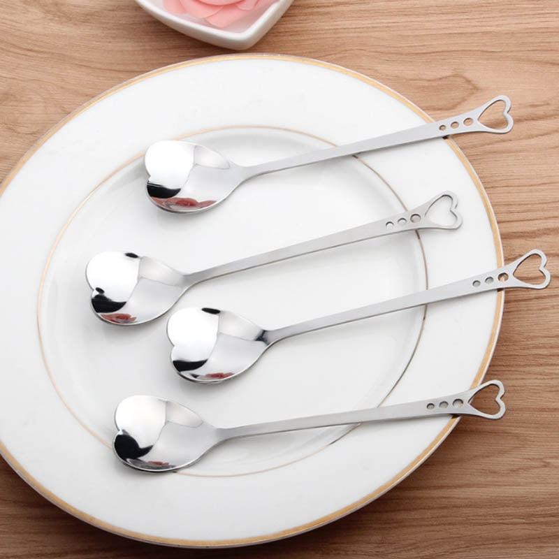 Heart Dessert Spoons Set of 10 - Stainless Steel by HitMyNeed