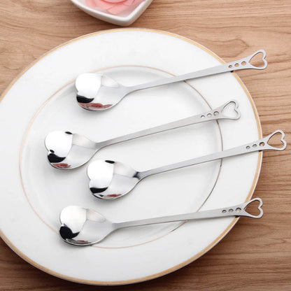 Heart Dessert Spoons Set of 10 - Stainless Steel by HitMyNeed