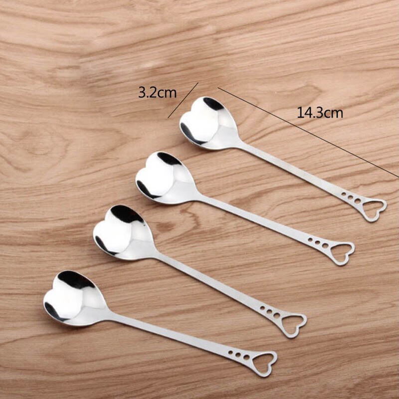 Heart Dessert Spoons Set of 10 - Stainless Steel by HitMyNeed