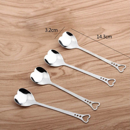 Heart Dessert Spoons Set of 10 - Stainless Steel by HitMyNeed