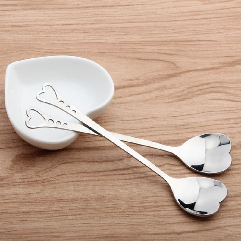 Heart Dessert Spoons Set of 10 - Stainless Steel by HitMyNeed