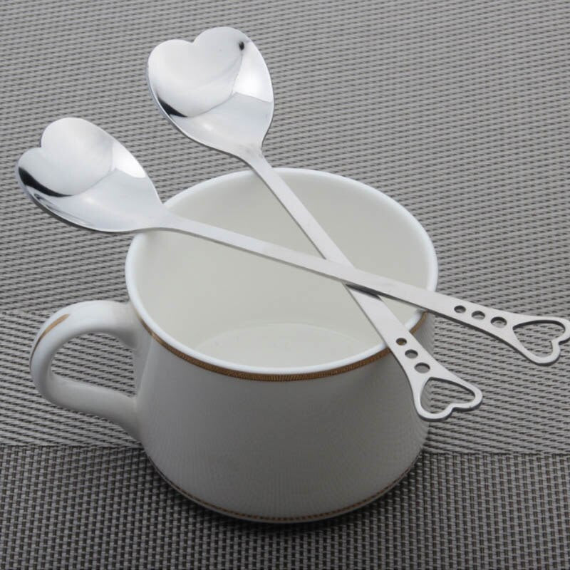 Heart Dessert Spoons Set of 10 - Stainless Steel by HitMyNeed