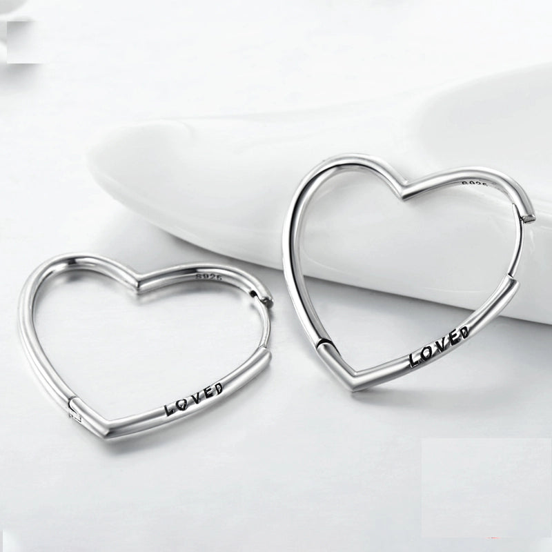Heart Hoop Earrings in 925 Sterling Silver by HitMyNeed
