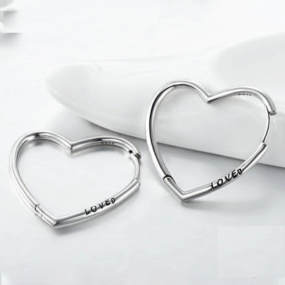 Heart Hoop Earrings in 925 Sterling Silver by HitMyNeed