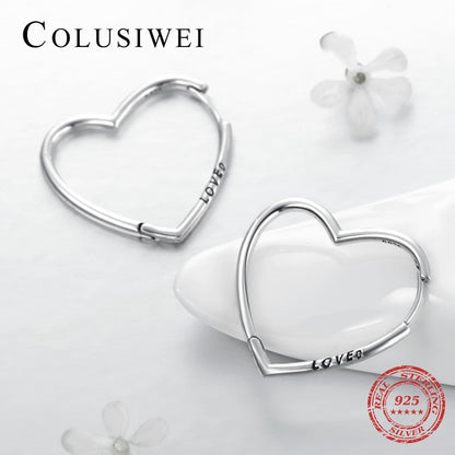 Heart Hoop Earrings in 925 Sterling Silver by HitMyNeed