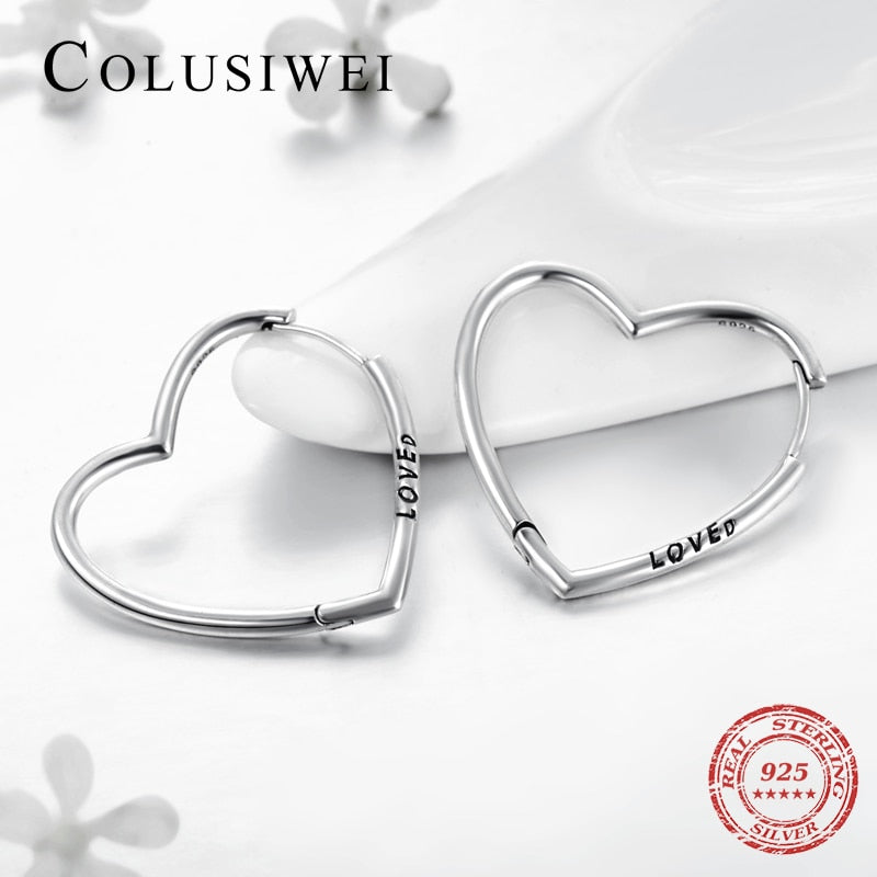 Heart Hoop Earrings in 925 Sterling Silver by HitMyNeed