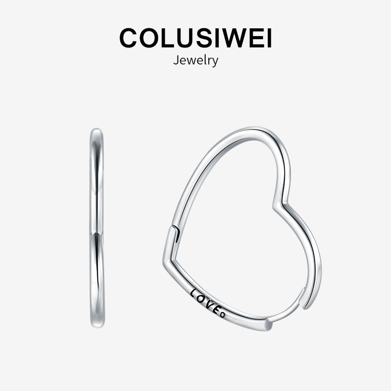 Heart Hoop Earrings in 925 Sterling Silver by HitMyNeed