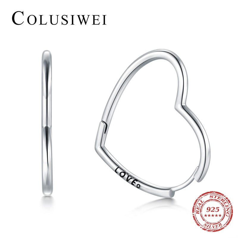 Heart Hoop Earrings in 925 Sterling Silver by HitMyNeed