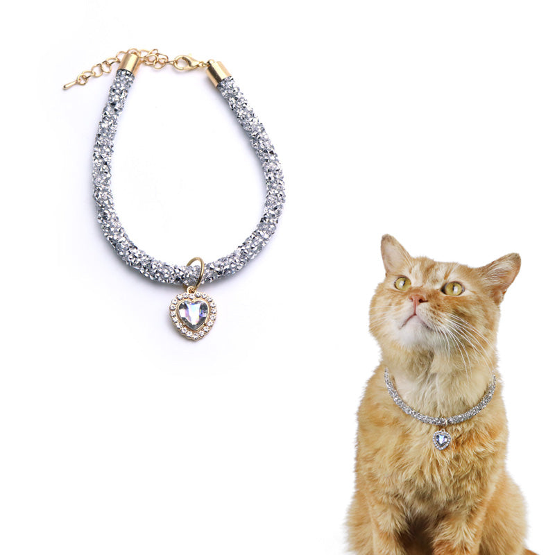 Heart Pendant Crystal Cat Collar by HitMyNeed