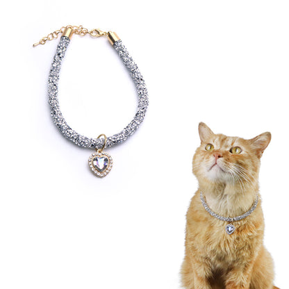 Heart Pendant Crystal Cat Collar by HitMyNeed