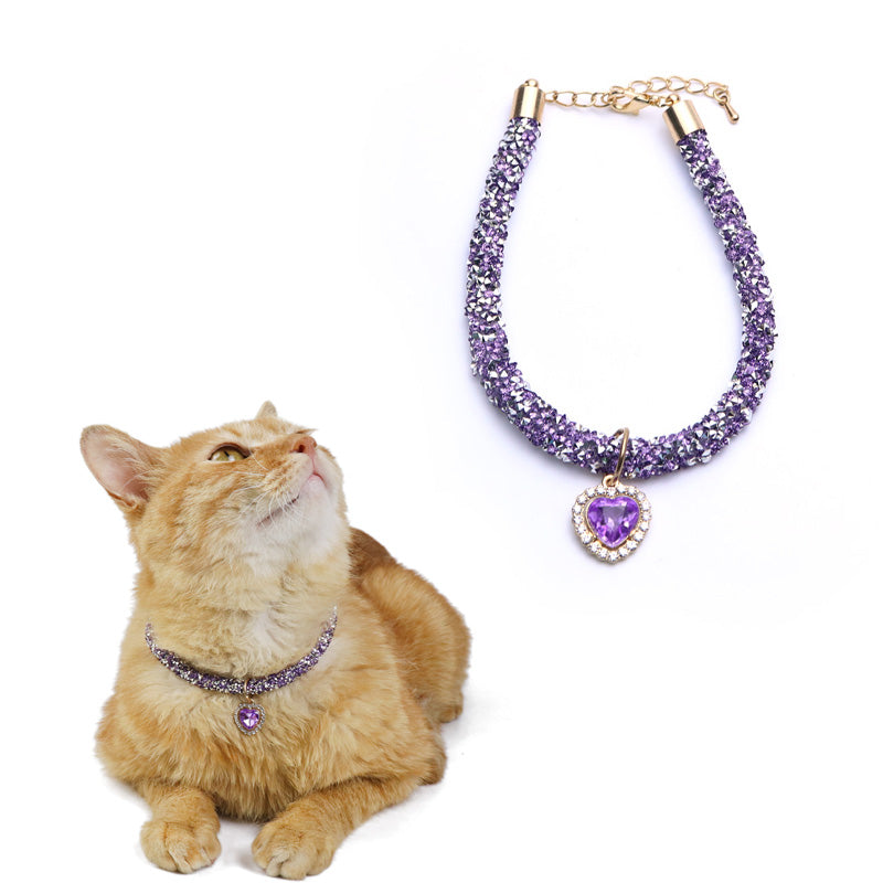Heart Pendant Crystal Cat Collar by HitMyNeed