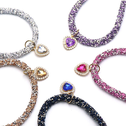 Heart Pendant Crystal Cat Collar by HitMyNeed