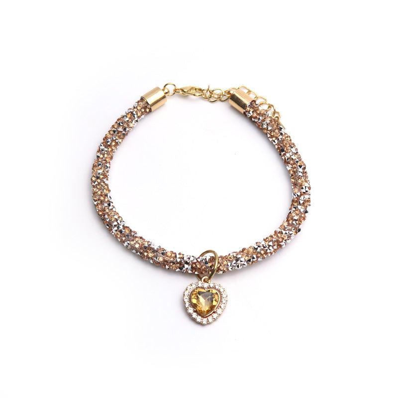 Heart Pendant Crystal Cat Collar gold m-25-30cm by HitMyNeed