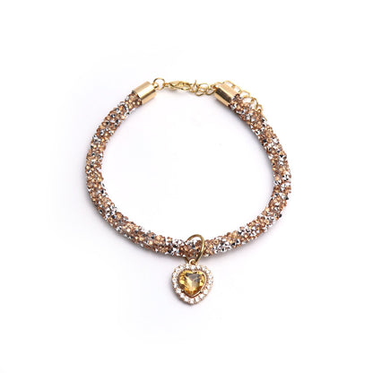 Heart Pendant Crystal Cat Collar gold m-25-30cm by HitMyNeed