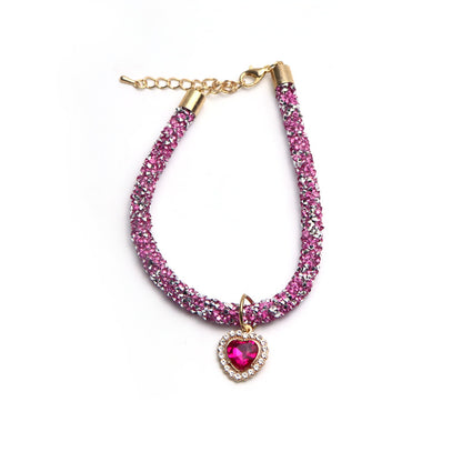 Heart Pendant Crystal Cat Collar rose m-25-30cm by HitMyNeed