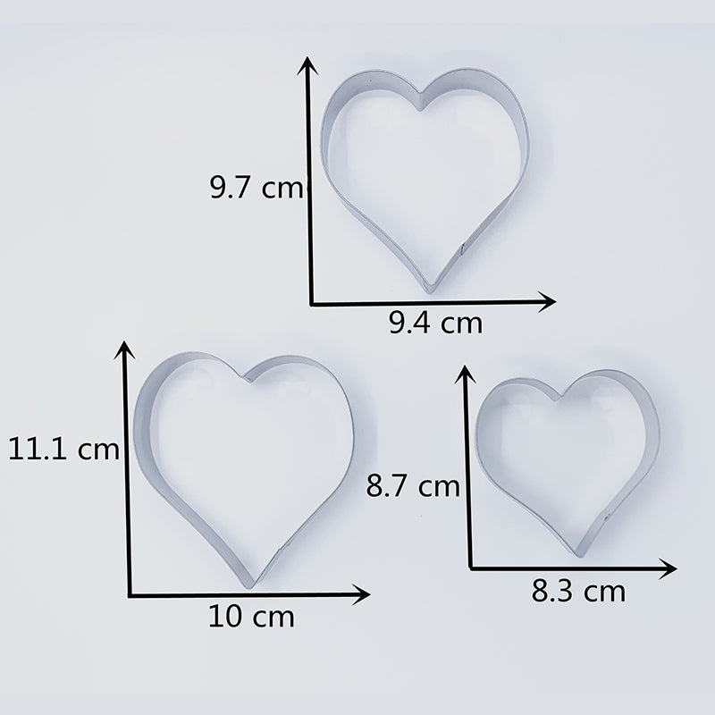 Heart Shaped Cookie Cutters Set of 3 - Stainless Steel by HitMyNeed