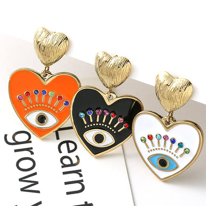 Heart Shaped Evil Eye Stainless Steel Drop Earrings by HitMyNeed