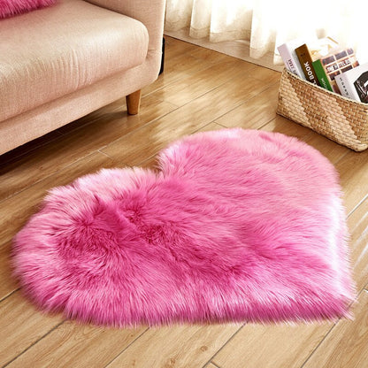 Heart Shaped Fluffy Faux Wool Rug 30x40cm by HitMyNeed