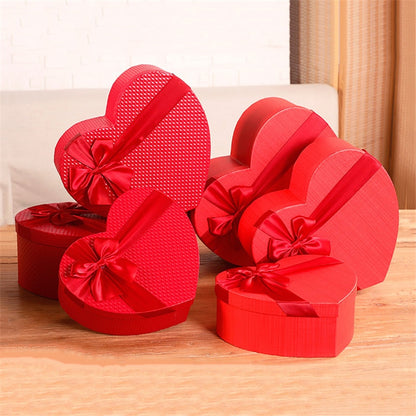 Heart Shaped Gift Boxes Set of 3 with Lids and Bows by HitMyNeed