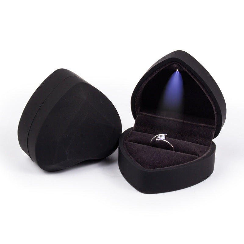 Heart Shaped LED Light Up Ring & Necklace Box black for-ring by HitMyNeed