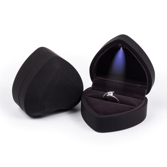 Heart Shaped LED Light Up Ring & Necklace Box black for-ring by HitMyNeed