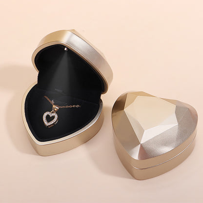 Heart Shaped LED Light Up Ring & Necklace Box golden for-ring by HitMyNeed