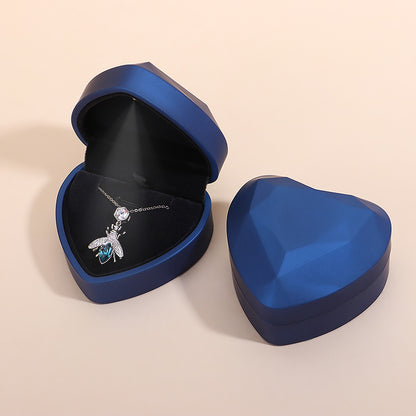 Heart Shaped LED Light Up Ring & Necklace Box navy-blue for-ring by HitMyNeed