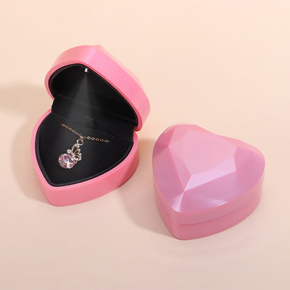 Heart Shaped LED Light Up Ring & Necklace Box pink for-ring by HitMyNeed
