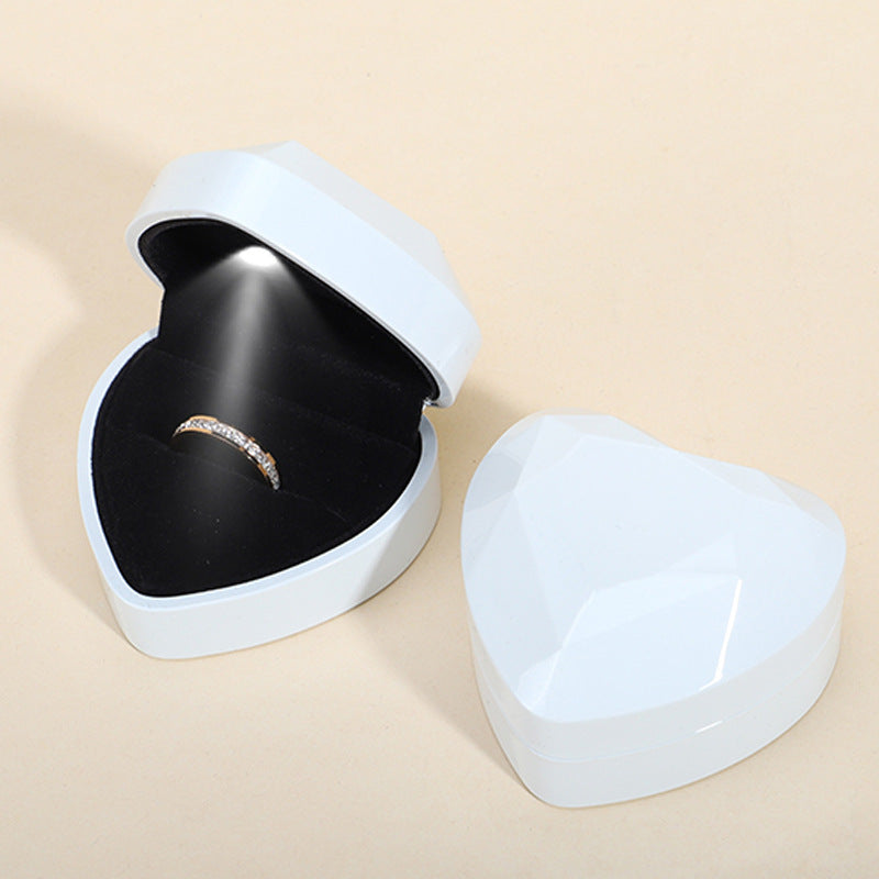 Heart Shaped LED Light Up Ring & Necklace Box white for-ring by HitMyNeed