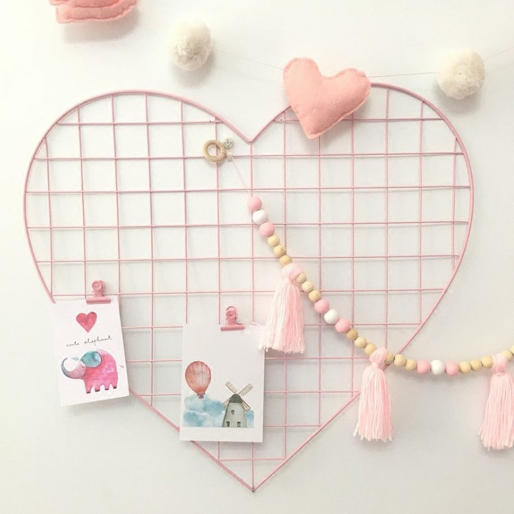 Heart Shaped Metal Wall Grid Panel Organizer by HitMyNeed