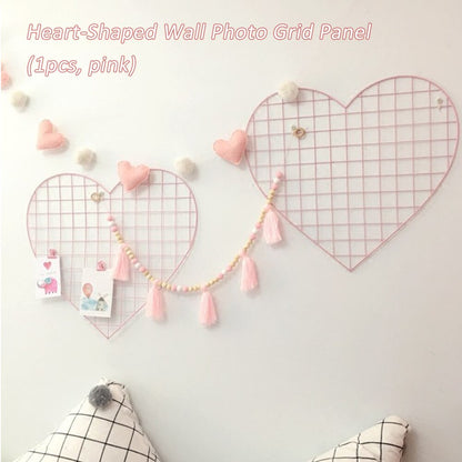 Heart Shaped Metal Wall Grid Panel Organizer by HitMyNeed